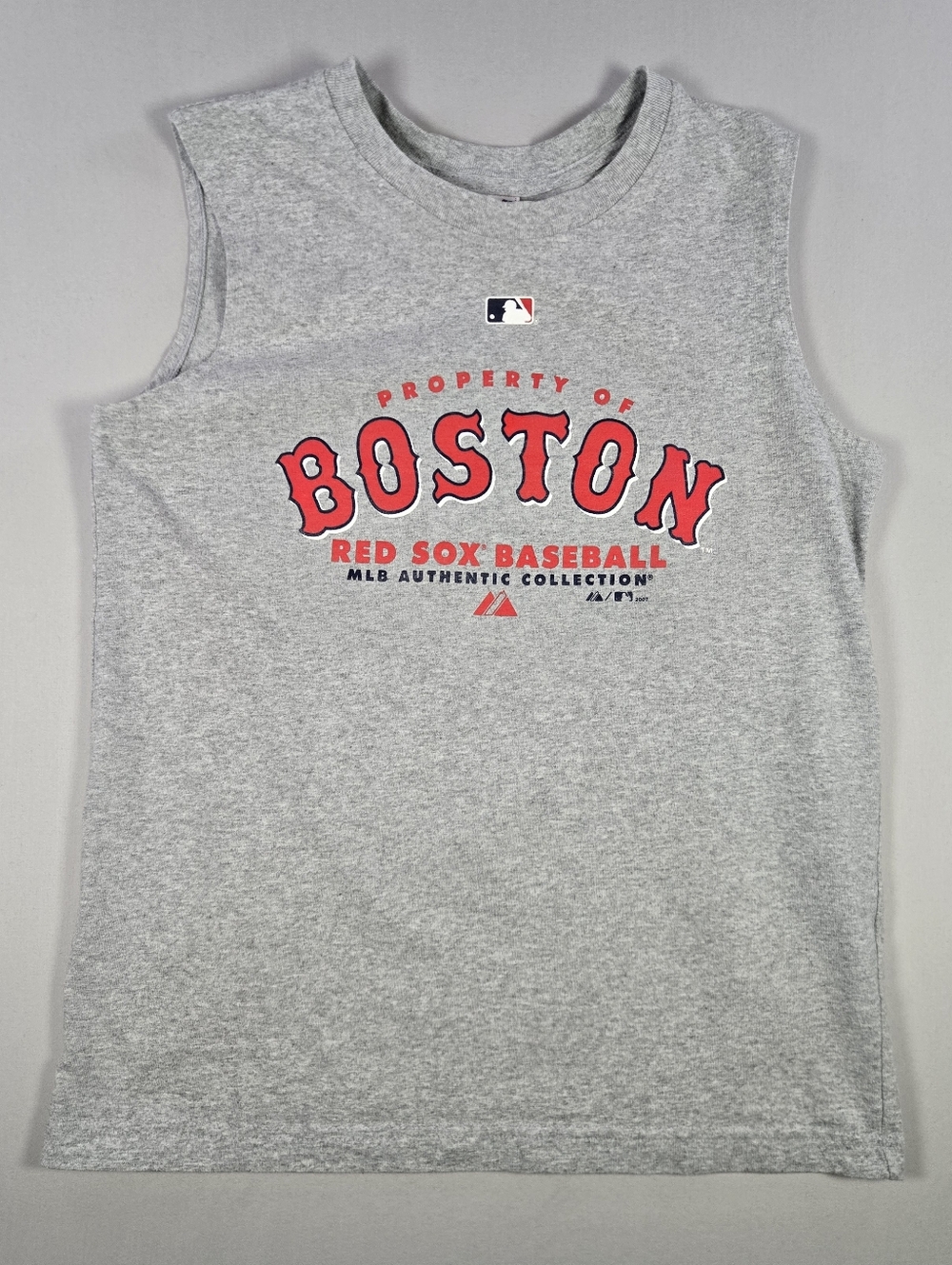 Vintage Y2K Majestic Gray Boston Red Sox Sleeveless Tank Size 10/12 Mens Small